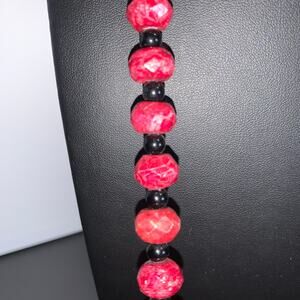 Russian Red Eudialyte Necklace - Faceted Beaded Single Strand 30"